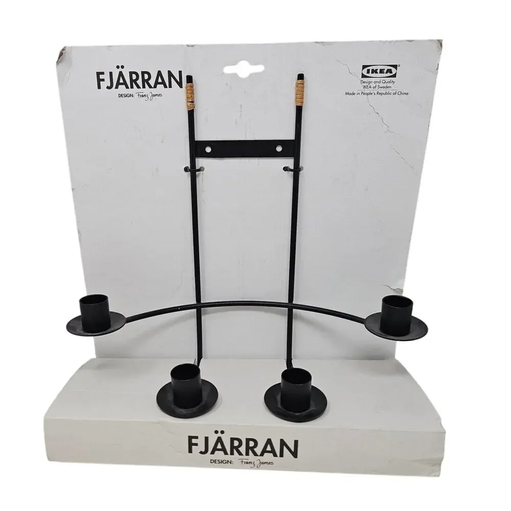 NEW Ikea Fjarran Black Metal Wall Candle Sconces Franz James Minimalist Modern